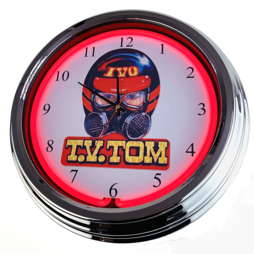 N-0612 T.V.-Tom Große Neon-Uhr 17" Zoll Retro Wanduhr