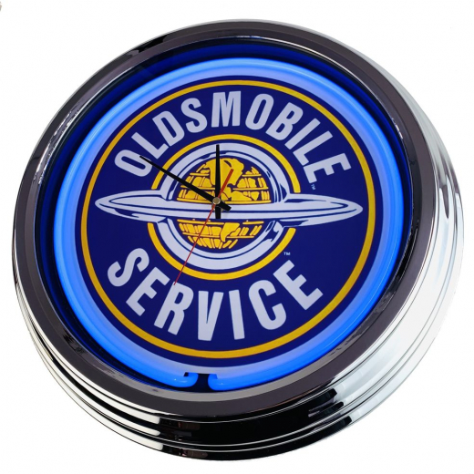 N-0616 Oldsmobile Service Große Neon-Uhr 17" Zoll Retro Wanduhr