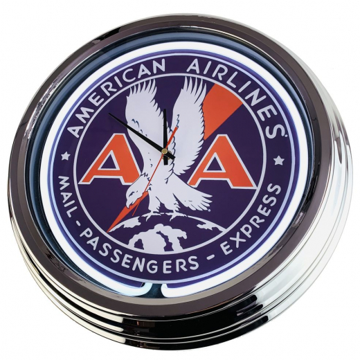 N-0620 American Airline Mail Passengers Express Große Neon-Uhr 17" Zoll Retro Wanduhr