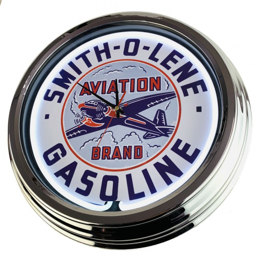 N-0621 Smith-O-Lene Gasoline Große Neon-Uhr 17" Zoll Retro Wanduhr