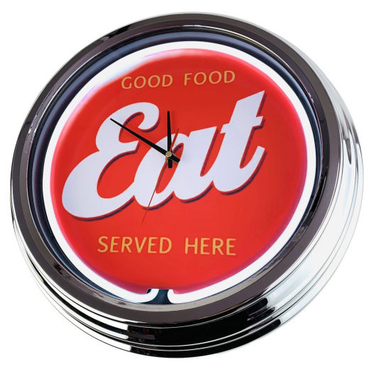N-0635 Eat-Good Food-Service Here Große Neon-Uhr 17" Zoll Retro Wanduhr