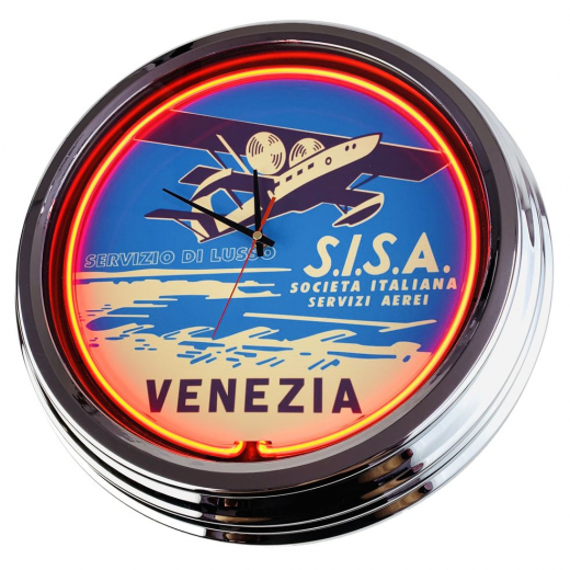 N-0639 Servizio Di Lusso Venezia Große Neon-Uhr 17" Zoll Retro Wanduhr