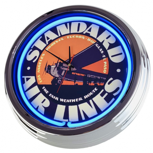 N-0648 Standard Air Lines Große Neon-Uhr 17" Zoll Retro Wanduhr