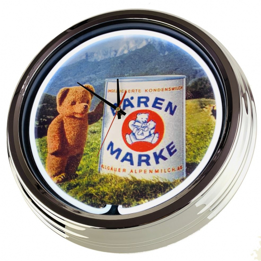 N-0663 Bären Marke Alm Große Neon-Uhr 17" Zoll Retro Wanduhr