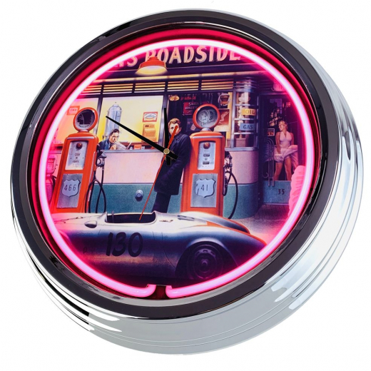 N-0665 Destiny Highway Große Neon-Uhr 17" Zoll Retro Wanduhr