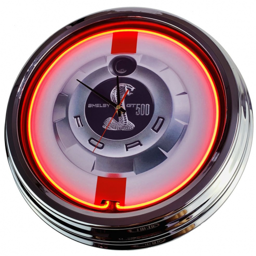 N-0267 Shelby GT 500 Große Neon-Uhr 17" Zoll Retro Wanduhr