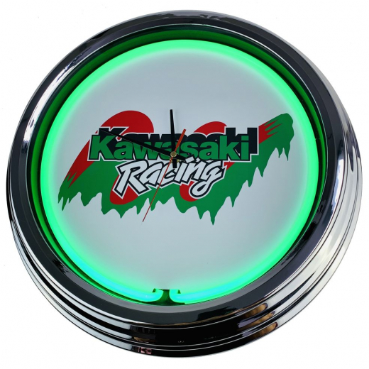 N-0262 Kawasaki Racing Große Neon-Uhr 17" Zoll Retro Wanduhr
