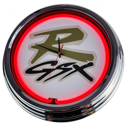 N-0260 GSX R Racing Team Große Neon-Uhr 17" Zoll Retro Wanduhr