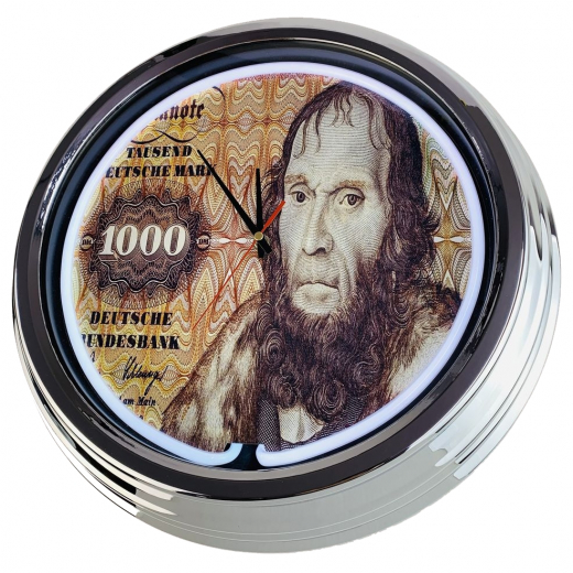N-0676 1000 Deutsche Mark Schein Große Neon-Uhr 17" Zoll Retro Wanduhr