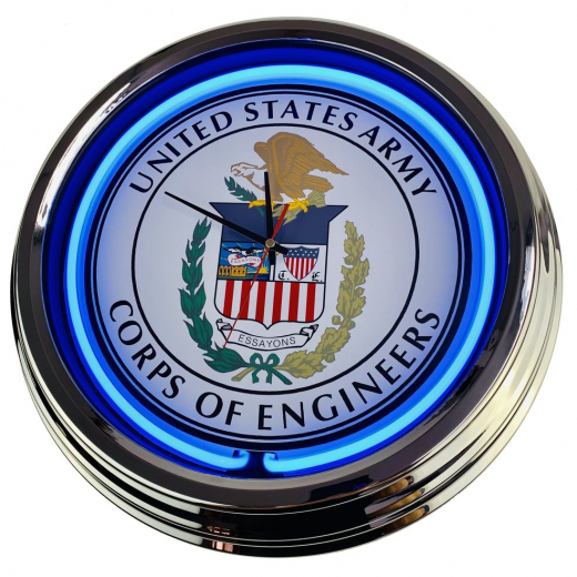 N-0253 US-Army Große Neon-Uhr 17" Zoll Retro Wanduhr