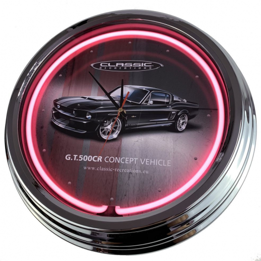 N-0291 Shelby GT 500 CR Große Neon-Uhr 17" Zoll Retro Wanduhr