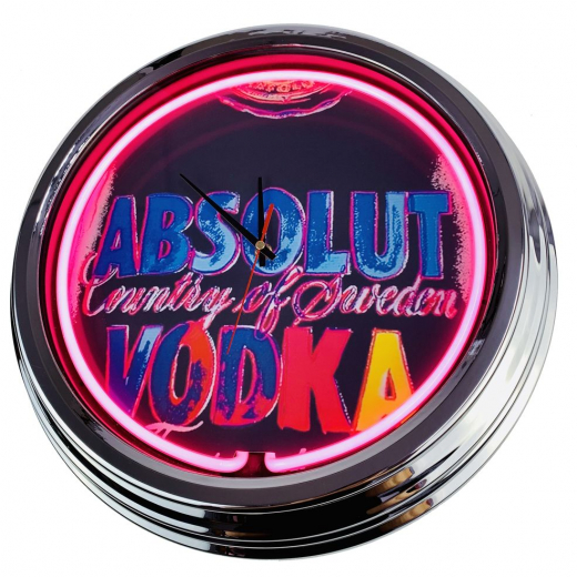 N-0287 Wodka Große Neon-Uhr 17" Zoll Retro Wanduhr