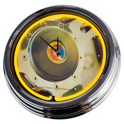 N-0282 GT 500 CR Große Neon-Uhr 17" Zoll Retro Wanduhr