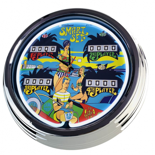 N-0771 Flipper Smart Set Williams 1996 Große Neon-Uhr 17" Zoll Retro Wanduhr