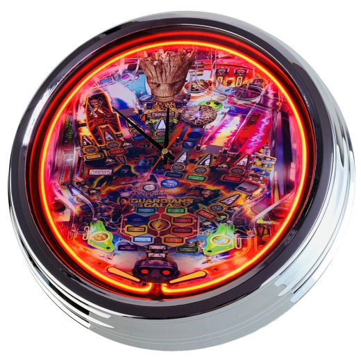 N-0801 Flipper Table Guardians of the Galaxy Große Neon-Uhr 17" Zoll Retro Wanduhr