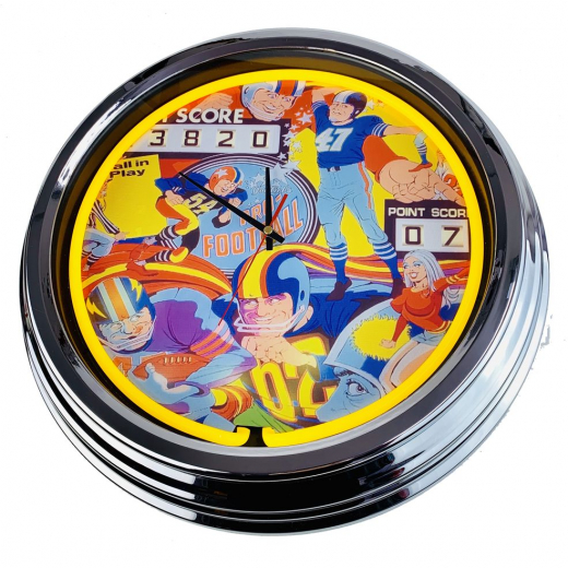 N-0515 Flipper Pro Football Gottlieb 1973 Große Neon-Uhr 17" Zoll Retro Wanduhr