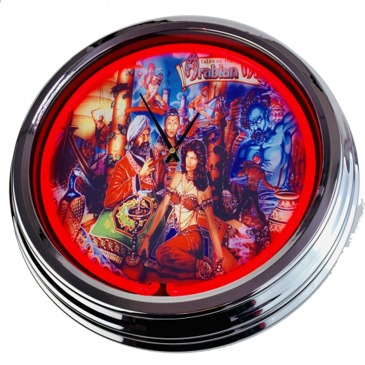 N-0521 Flipper Arabian Williams 1996 Große Neon-Uhr 17" Zoll Retro Wanduhr