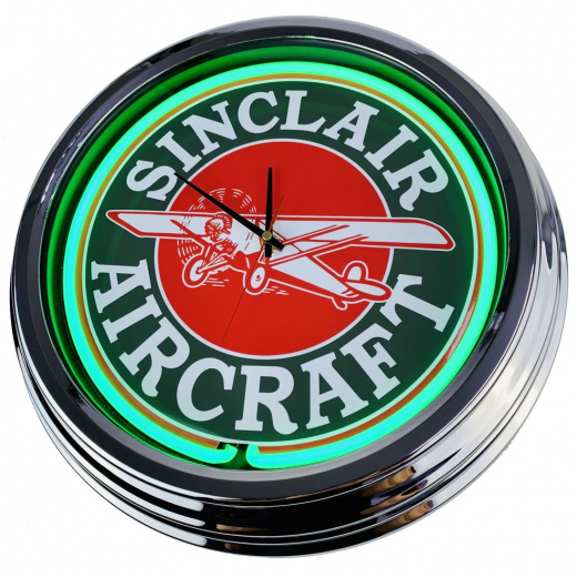 N-0319 Sinclair Aircraft Große Neon-Uhr 17" Zoll Retro Wanduhr