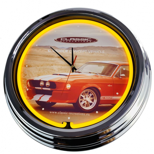 N-0311 G.T. 500 CR CONCEPT-CAR Große Neon-Uhr 17" Zoll Retro Wanduhr