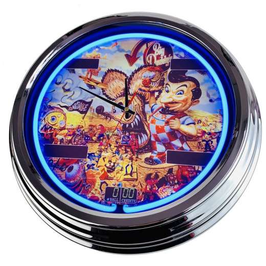 N-0531 Flipper Big Daddy`s Große Neon-Uhr 17" Zoll Retro Wanduhr