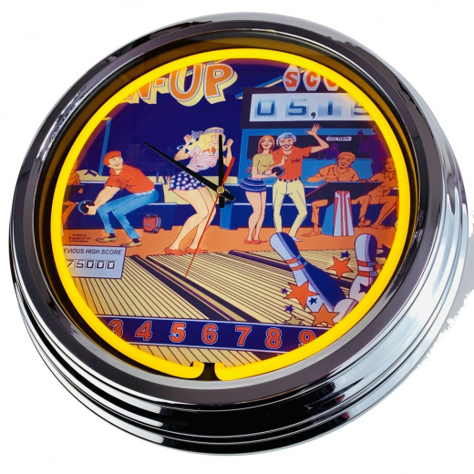N-0535 Flipper Pin Up Gottlieb 1973 Große Neon-Uhr 17" Zoll Retro Wanduhr