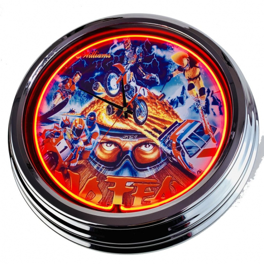 N-0538 Flipper No Fear Williams 1995 Große Neon-Uhr 17" Zoll Retro Wanduhr