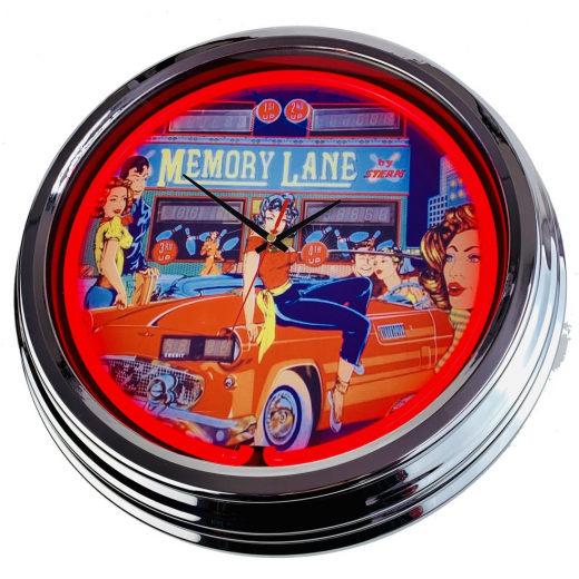N-0543 Flipper Memory Lane Stern 1978 Große Neon-Uhr 17" Zoll Retro Wanduhr