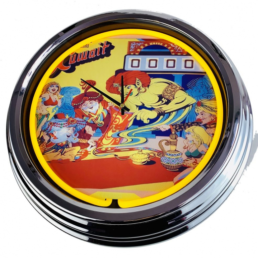 N-0547 Flipper Kuwait Maresa 1973 Große Neon-Uhr 17" Zoll Retro Wanduhr