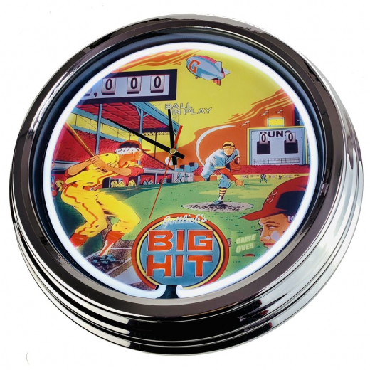 N-0563 Flipper Big Hit Gottlieb 1976 Große Neon-Uhr 17" Zoll Retro Wanduhr