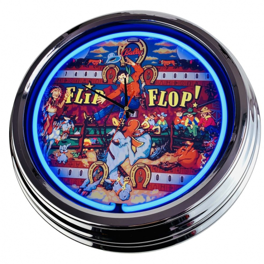 N-0582 Flipper Flip Flop Bally 1974 Große Neon-Uhr 17" Zoll Retro Wanduhr