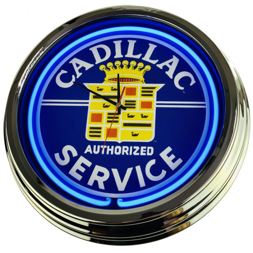 N-0242 Cadillac Service Große Neon-Uhr 17" Zoll Retro Wanduhr