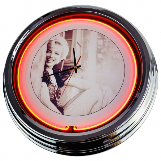 N-0306 Marilyn Monroe Große Neon-Uhr 17" Zoll Retro Wanduhr