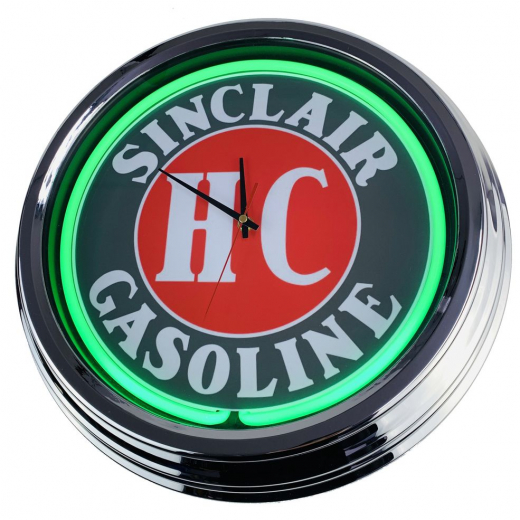 N-0318 Sinclair H-C Gasoline Große Neon-Uhr 17" Zoll Retro Wanduhr