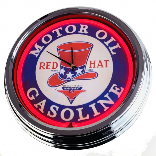 N-0325 Motor Oil Gasoline Große Neon-Uhr 17" Zoll Retro Wanduhr