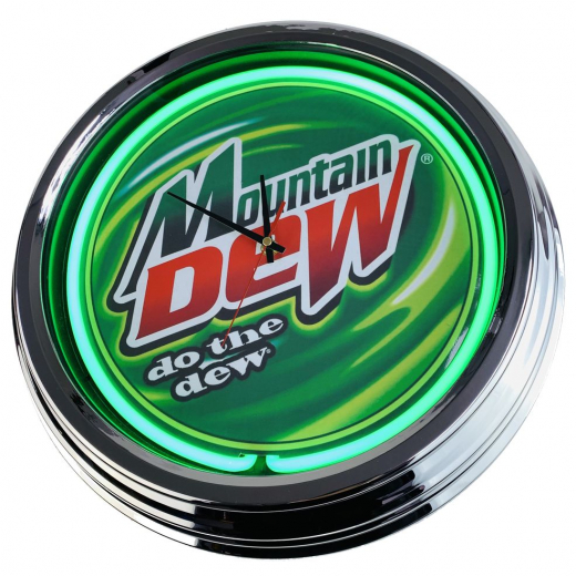 N-0328 Mountain Dew Große Neon-Uhr 17" Zoll Retro Wanduhr