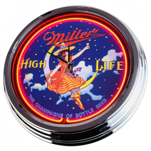 N-0334 Miller The Champagne of Bottle Beer Große Neon-Uhr 17" Zoll Retro Wanduhr