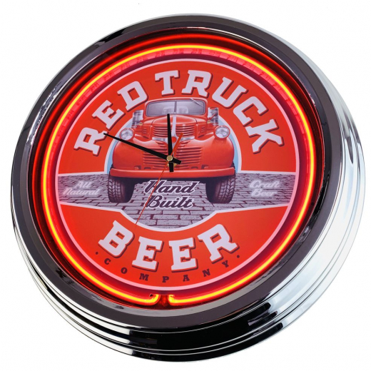 N-0335 Red Truck Beer Große Neon-Uhr 17" Zoll Retro Wanduhr