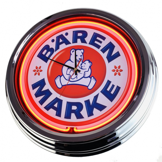 N-0341 Bären Marke Große Neon-Uhr 17" Zoll Retro Wanduhr
