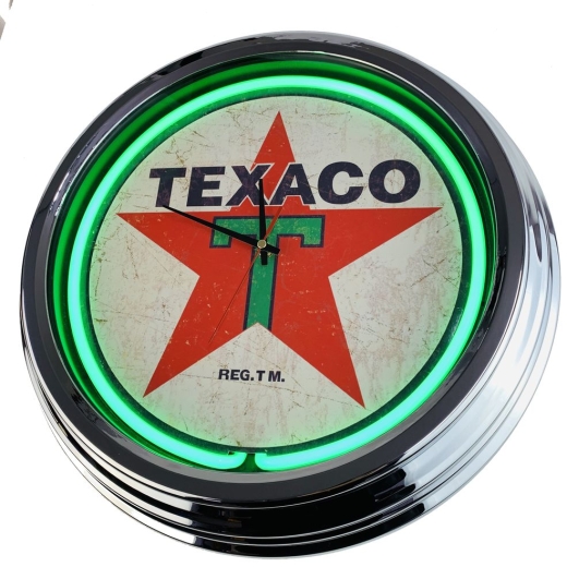 N-0392 Texaco Große Neon-Uhr 17" Zoll Retro Wanduhr