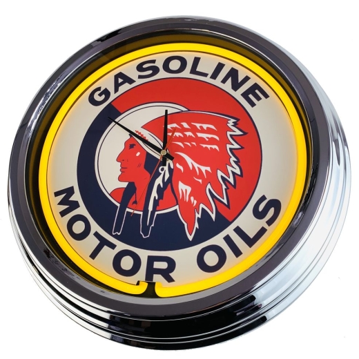 N-0393 Gasoline Motor Oils Große Neon-Uhr 17" Zoll Retro Wanduhr