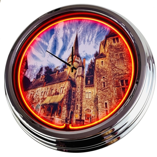 N-0410 Eyneburg Belgien Große Neon-Uhr 17" Zoll Retro Wanduhr
