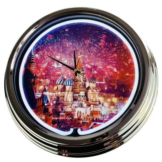 N-0415 Russland Kreml Große Neon-Uhr 17" Zoll Retro Wanduhr