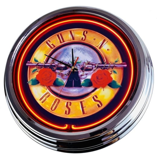N-0430 Guns N Roses Große Neon-Uhr 17" Zoll Retro Wanduhr