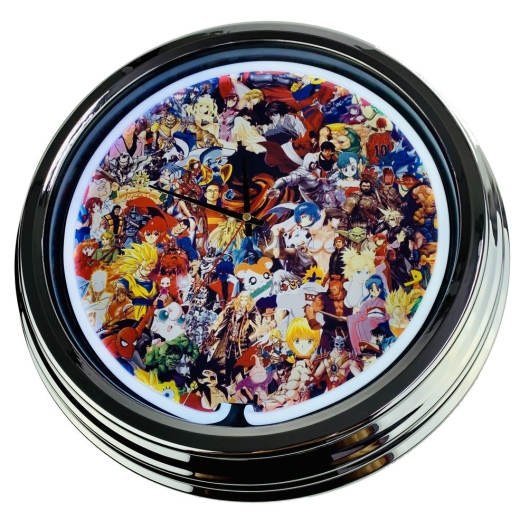 N-0440 Art Pop Up3 Große Neon-Uhr 17" Zoll Retro Wanduhr