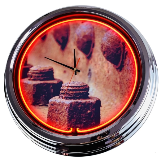 N-0456 Rostige Schrauben Große Neon-Uhr 17" Zoll Retro Wanduhr