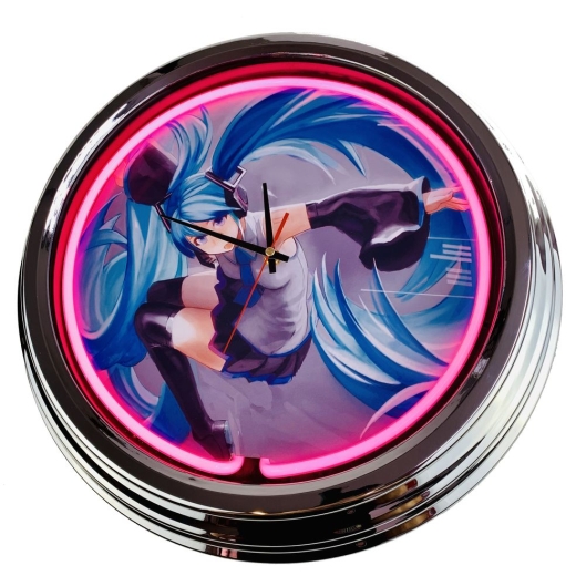 N-0462 Hatsune Miku9 Große Neon-Uhr 17" Zoll Retro Wanduhr