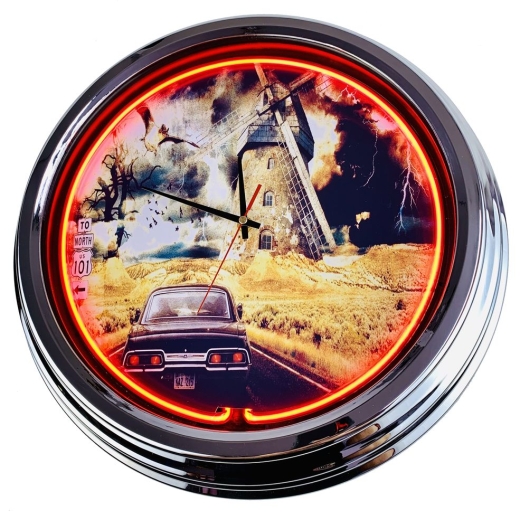 N-0464 Highway 101 Große Neon-Uhr 17" Zoll Retro Wanduhr