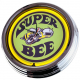 N-0626 Super Bee Green Große Neon-Uhr 17" Zoll Retro Wanduhr