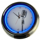 N-0308 Microphone Shure SH55 Große Neon-Uhr 17" Zoll Retro Wanduhr