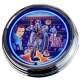 N-0558 Flipper Evil Knievel Bally 1977 Große Neon-Uhr 17" Zoll Retro Wanduhr